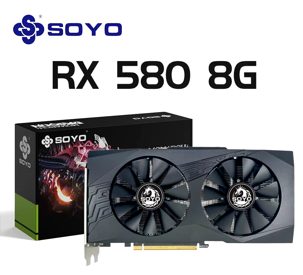 Graphics Cards Radeon RX580 8G GDDR5 Memory Video Gaming Card Pcie3.0X16 GPU Desktop Computer Components AMD RX 580 8G